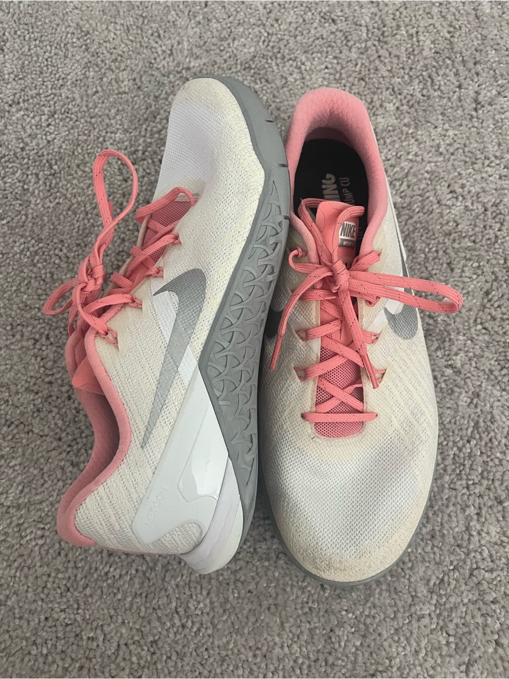 Nike Women's White and Pink Training Sneakers